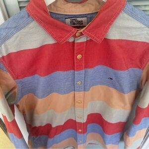 Vintage Tommy Hilfiger Men Long Sleeve Button Down Striped Color Block Shi…
